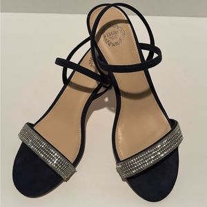 I. Miller Navy Rhinestone Kitten Heels, worn once, size 8.5